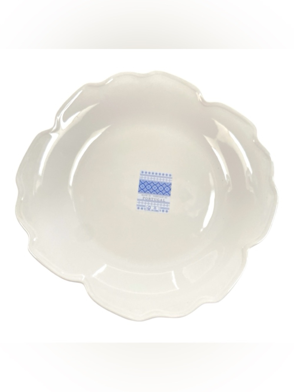 White Ceramic Lotus Flower Plate Portugal Decorative Serving Platter 10” NWT